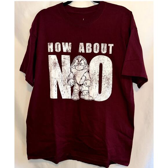 Disney Parks Grumpy Men’s XL Maroon Short Sleeve Graphic Tee How About No - Picture 1 of 6